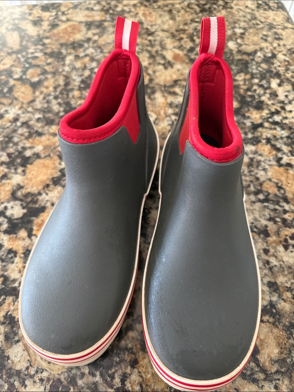 Magellan Outdoors Kids Gray Rain Boots with Red Trim